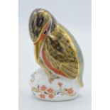 Royal Crown Derby paperweight Kingfisher, first quality with gold stopper. In good condition with no