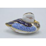 Royal Crown Derby paperweight duck, with silver stopper, second. In good condition with no obvious