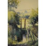 Tony (Anthony) Beresford, local artist, framed watercolour of a countryside scene in the Longnor /