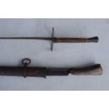 19th century officers's sword in metal sheaf with later horn handle and a vintage fencing spoil,