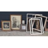 A large collection of wooden picture / painting frames of varying styles, wood types and sizes