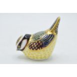 Royal Crown Derby paperweight Blue Tit, first quality with gold stopper. In good condition with no