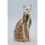 Royal Crown Derby paperweight Siamese Cat, first quality with gold stopper. In good condition with