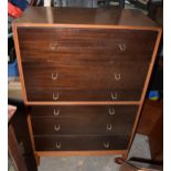 Stag mid century furniture chest of drawers / tall boy. 76 x 46 x 120cm tall, some slight water