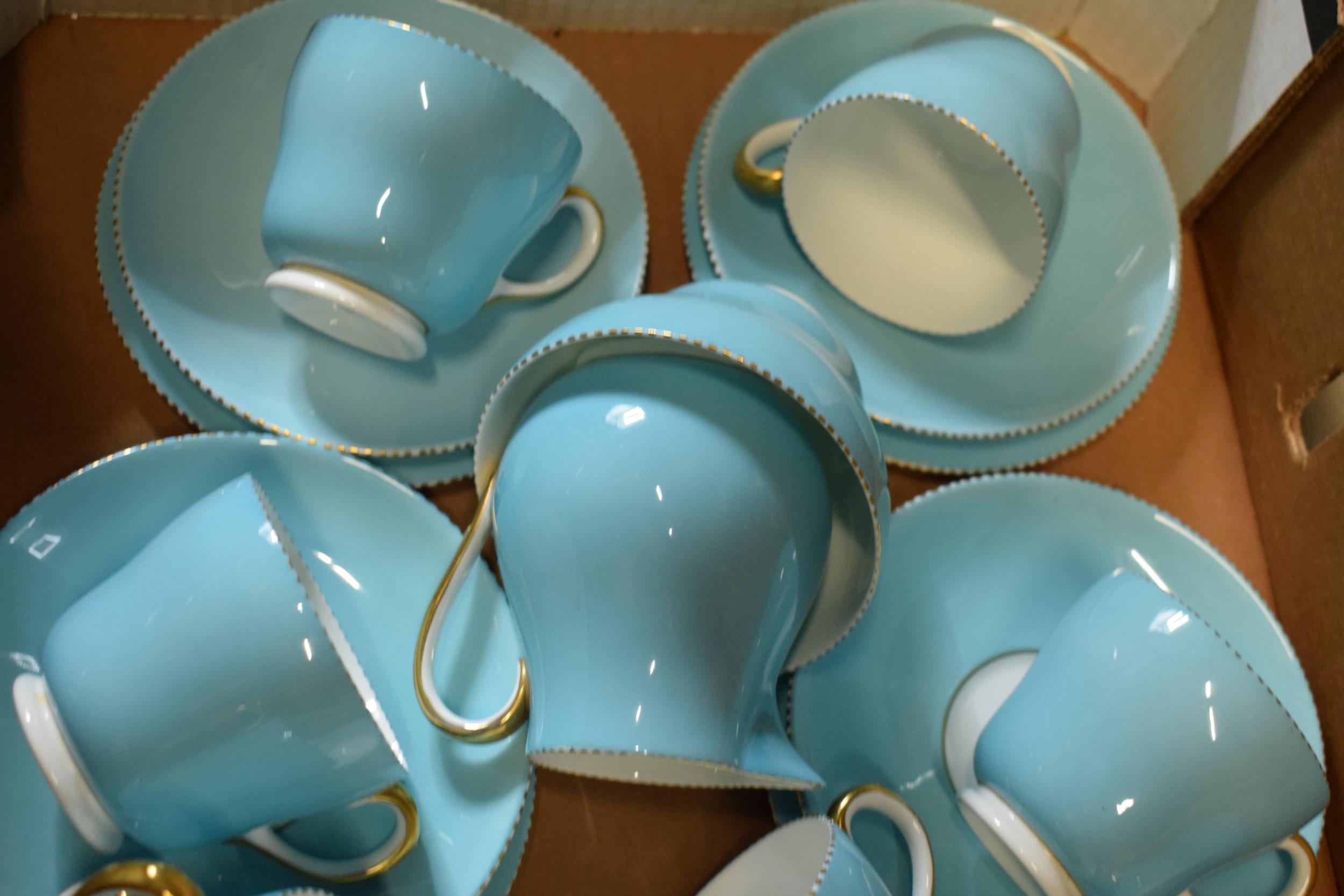 A collection of Wedgwood light blue and gilded tea ware to include 12 cups, 12 saucers, 12 side - Image 2 of 5