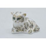 Boxed Royal Crown Derby paperweight Millie Kitten, first quality with stopper. In good condition