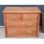 Late 19th Century oak chest of drawers of nice proportions with later brass handles, 96 x 47 x