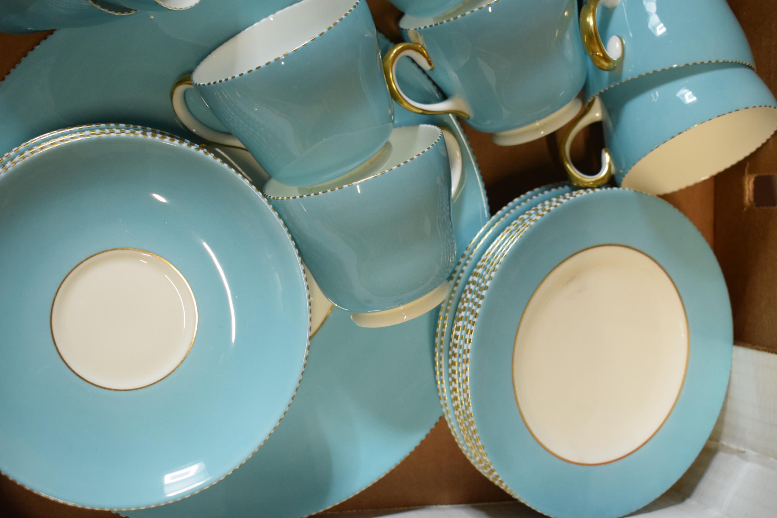 A collection of Wedgwood light blue and gilded tea ware to include 12 cups, 12 saucers, 12 side - Image 4 of 5