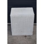 Vintage 20th century white lloyd loom laundry basket, 47 x 32 x 53cm tall. Some paint loss.