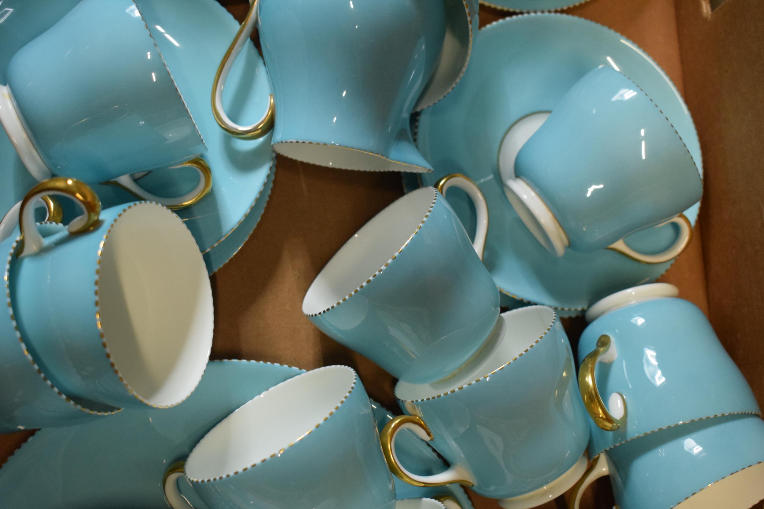 A collection of Wedgwood light blue and gilded tea ware to include 12 cups, 12 saucers, 12 side - Image 3 of 5
