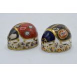 Royal Crown Derby paperweights to include Blue Ladybird with four spots together with Red Ladybird