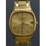 Longines gold-plated wristwatch, 32mm wide exc. bezel, untested. Please check photos for condition.