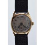 Rolco (early Rolex) 9ct gold cased gentleman's wristwatch, 32mm wide, in ticking order.