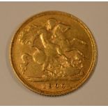 Queen Elizabeth 22ct Golf Half Sovereign 1900.