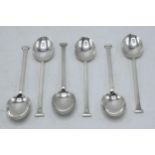 Hallmarked silver set of 6 tea spoons, 46.1 grams, Birmingham 1927.