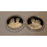 A pair of sterling silver proof-like coins to include Engaged to be Married and Golden Wedding, in