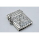 Hallmarked silver vesta case with engraved, 23.2 grams, Birmingham 1904.