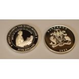 Sterling silver proof-like coins to include Barbados 1994 Fiver Dollars Queen Mother coin together