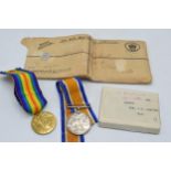 World World One (WW1) pair of medals to include 1914-1918 and Great War in envelope and box Sapper J