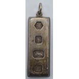 Hallmarked solid silver ingot, Sheffield 1978, 31.4 grams.