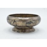 Hallmarked silver hammered-effect pedestal bowl, 169.0 grams / 5.43 oz, 11.5cm diameter, London