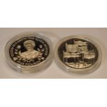 Sterling silver proof-like coins to include Guernsey 1995 Queen Mother Five Pounds and and similar