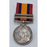 Queen Victoria silver South Africa medal with 2 bars, Orange Free State and Cape Colony, Private E