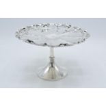 Silver pierced decoration tazza / pedestal stand. 327.4 grams. Sheffield 1925. 21cm wide.