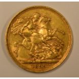 Queen Victoria 22ct Gold Full Sovereign 1899.