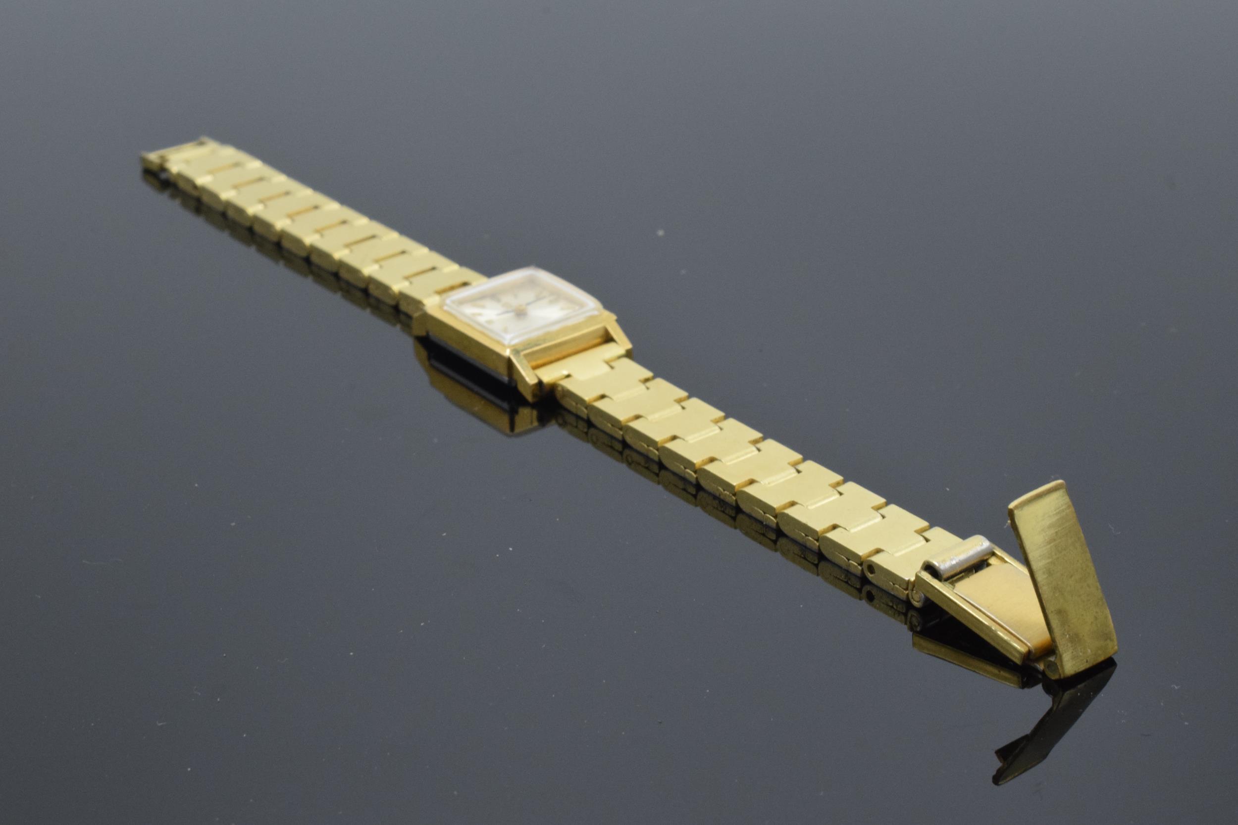 Vintage ladies Omega wristwatch on gold plated strap, 15mm wide exc. bezel, untested. - Image 3 of 5