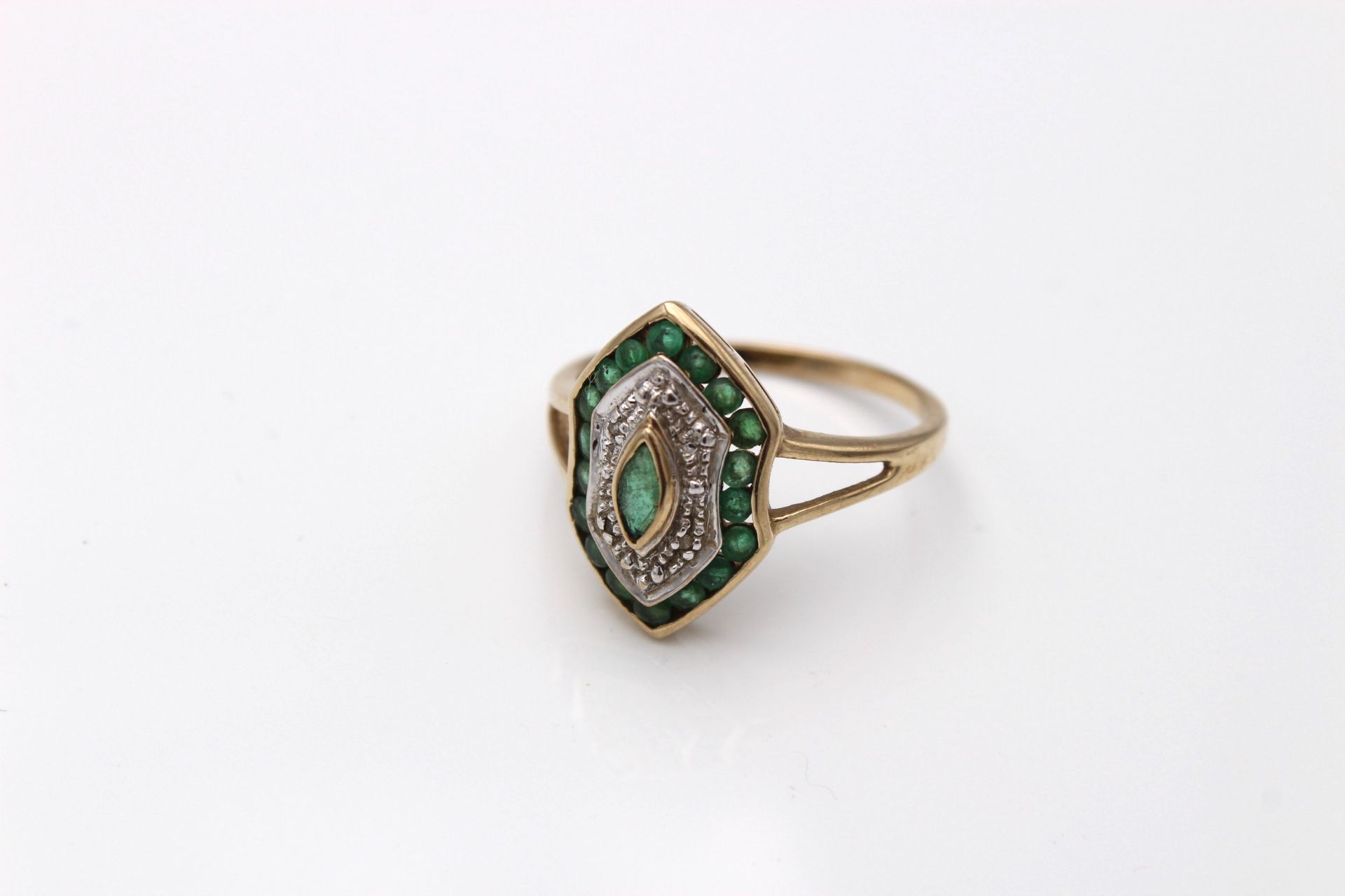 Ring GG 333, 3,03 g; ca. um 1920, Smaragd, Diamanten, RG 60