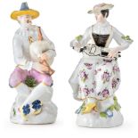 Harlekin mit Dudelsack, Mädchen mit Drehleier Meissen, um 1745