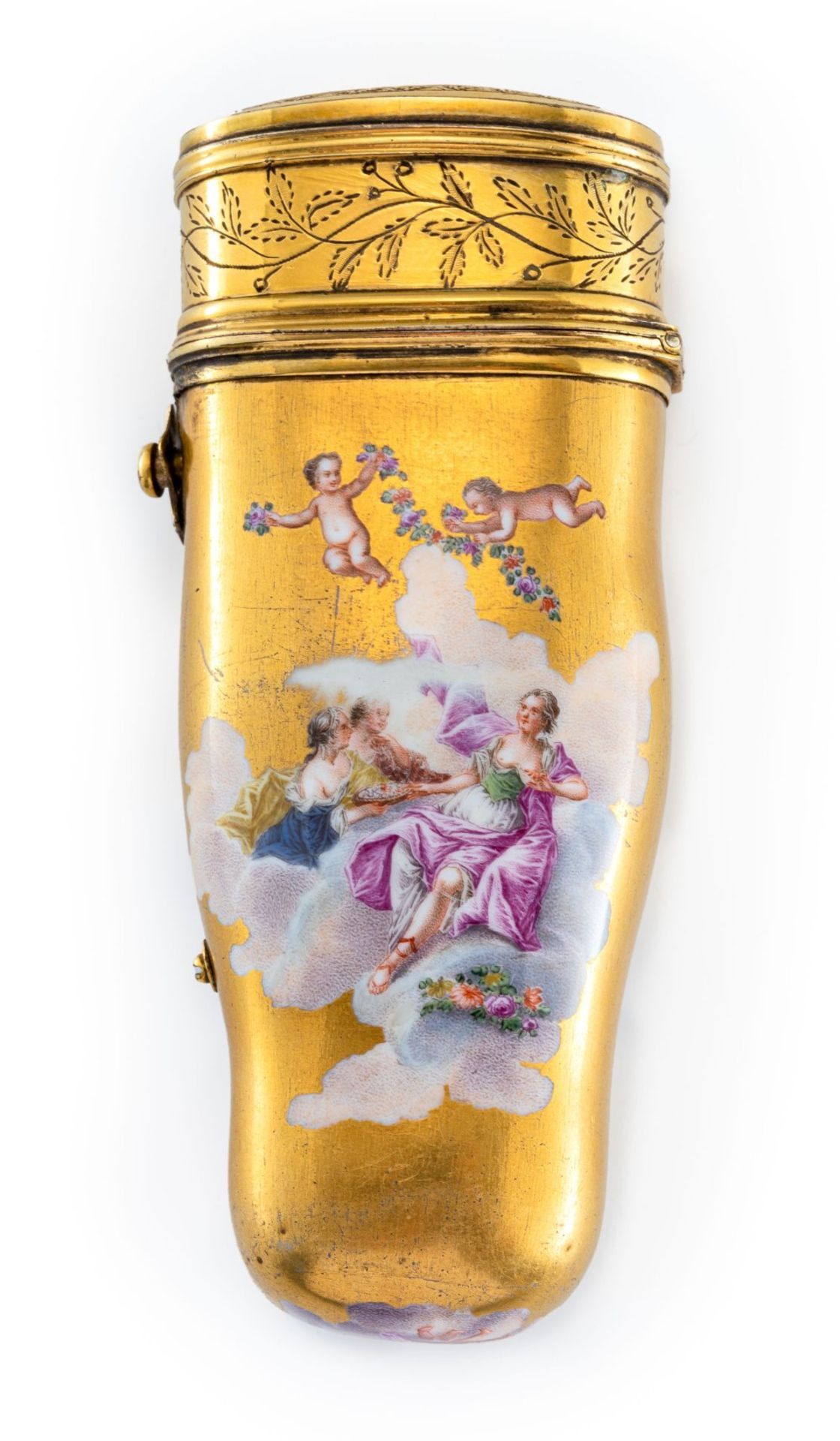 Vergoldetes Porzellan-Necessaire Dresden, um 1765