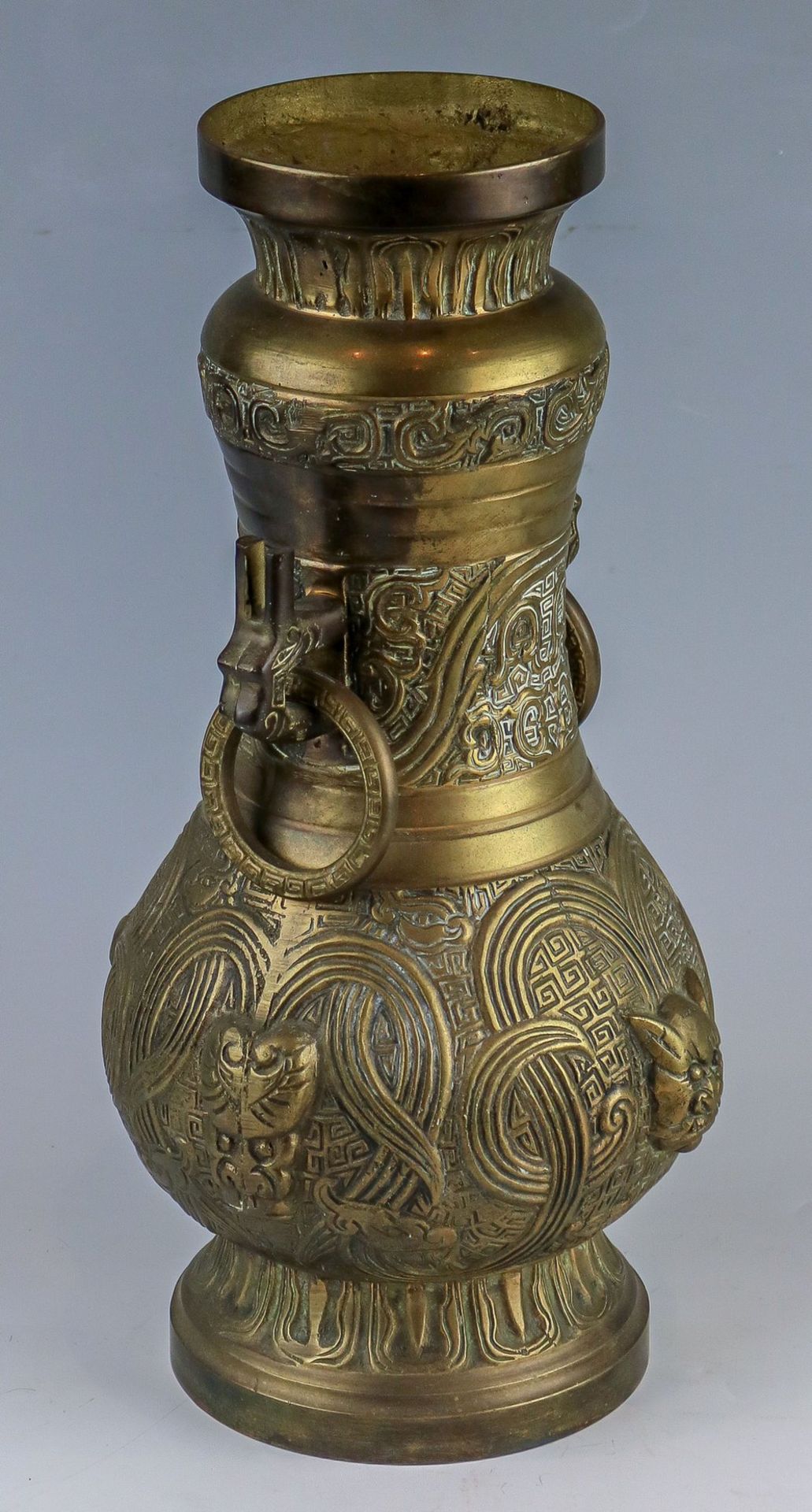 Bauchige Henkelvase mit losen Ringen China - Image 2 of 3