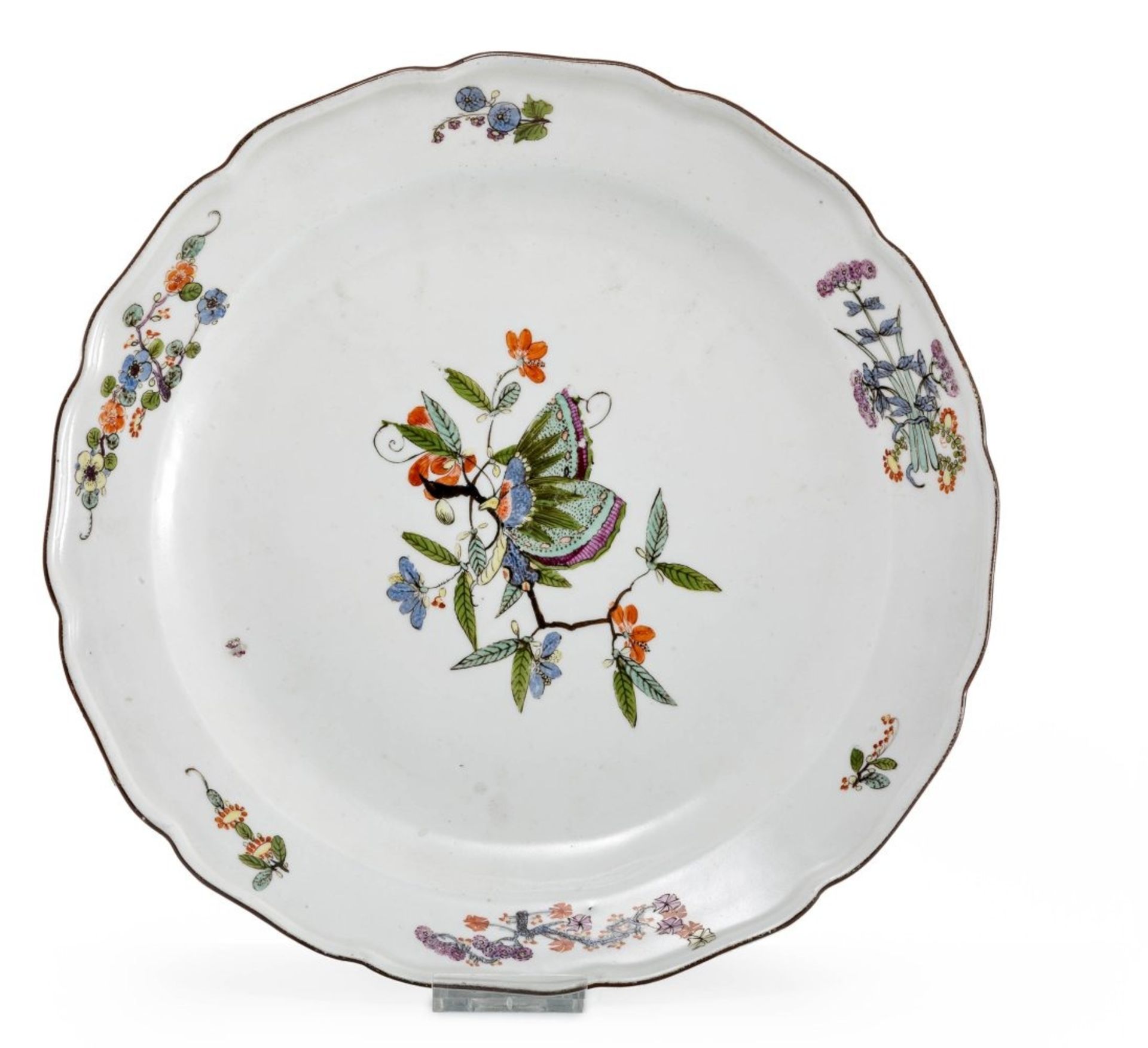 Teller mit Schmetterlingsdekor  Meissen, um 1735