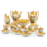 Kaffeeservice "fond d'or" mit Ideallandschaften Frankreich, um 1815