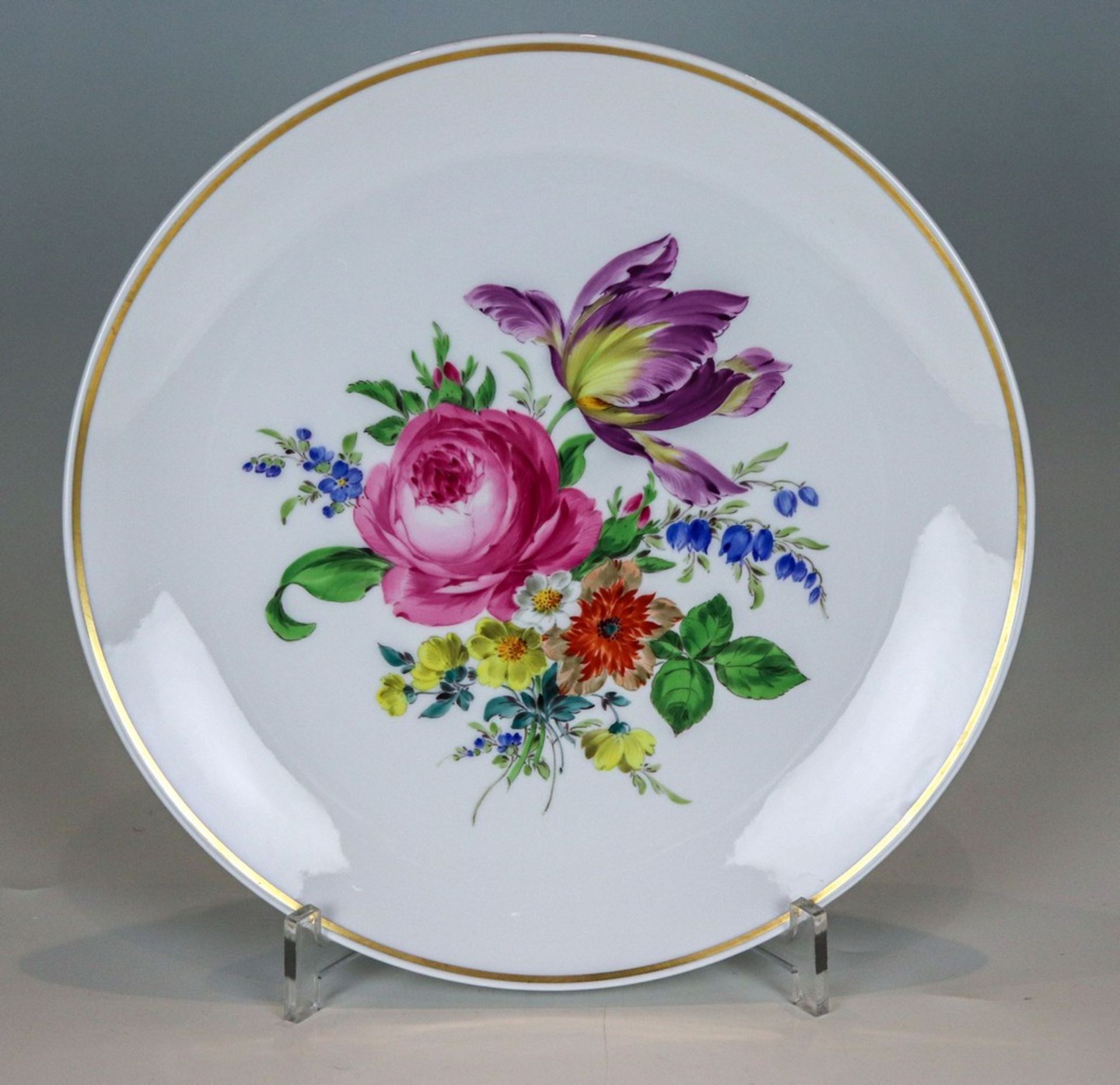 Wandteller mit Blumenstrauß Meissen