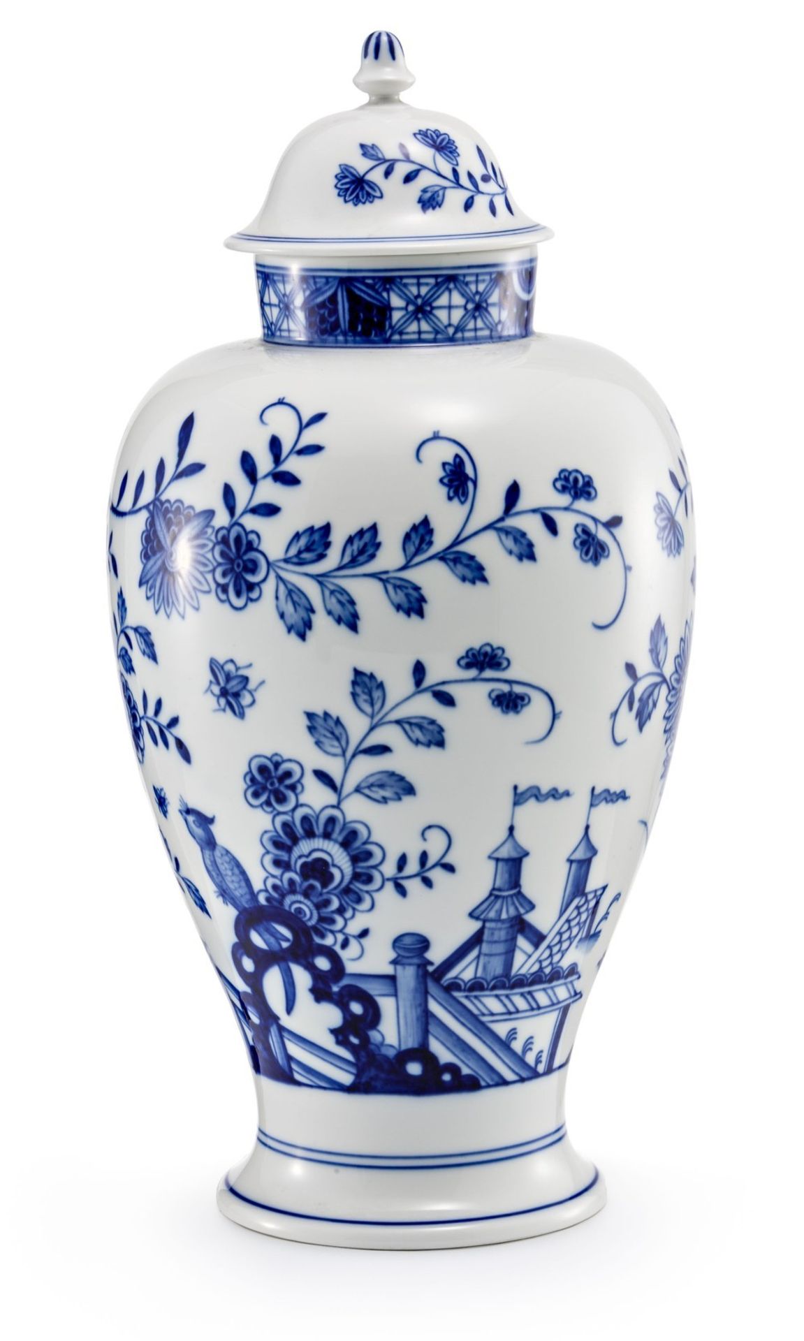 Deckelvase mit chinoisem Blaudekor Meissen