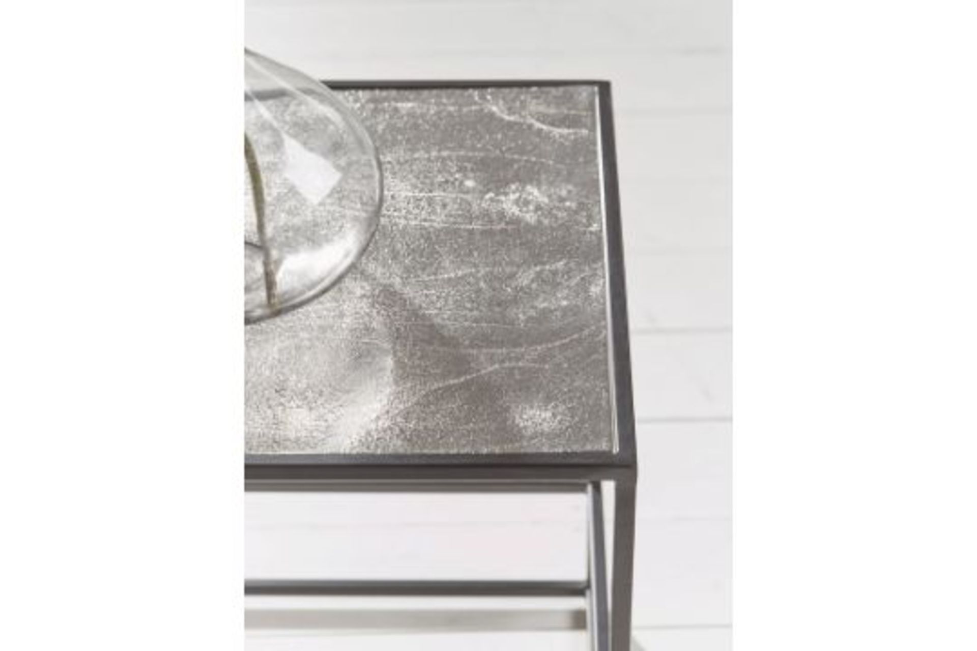 Cox & Cox Textured Metal Side Table - Burnished Silver RRP £275.00 (SCRATCHED TOP) COLLECTION ONLY - Image 2 of 5