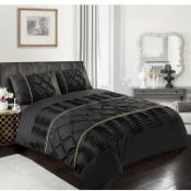 5ft King Eleanor Laced Pintuck Diamond Pinched Duvet Cover Set - RRP £42.99