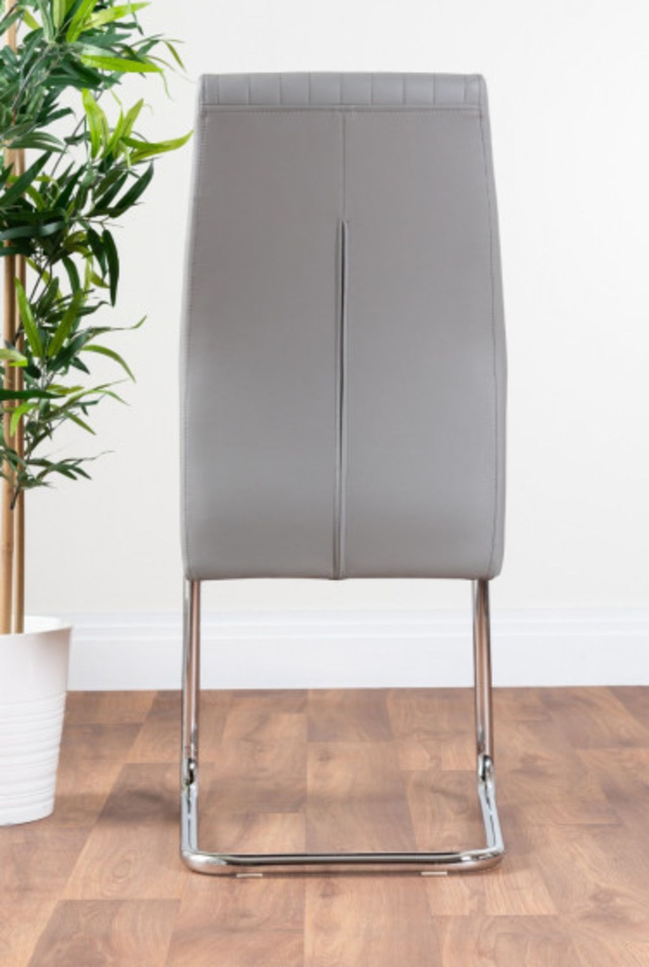 2x Lorenzo Modern Elephant Grey Faux Leather Chrome Dining Chairs - RRP £119.99. - Image 4 of 4