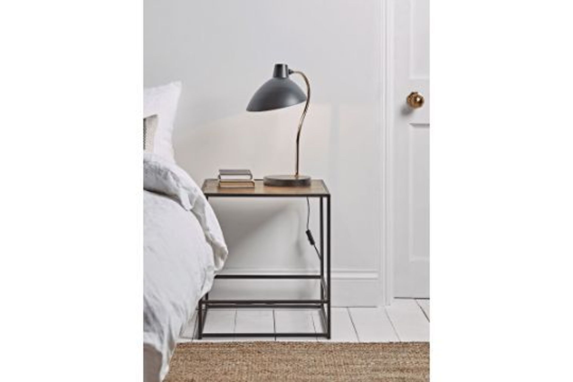 Cox & Cox Textured Topped Metal Bedside Table - RRP £275.00 (SMALL CHIP IN CORNER) COLLECTION ONLY