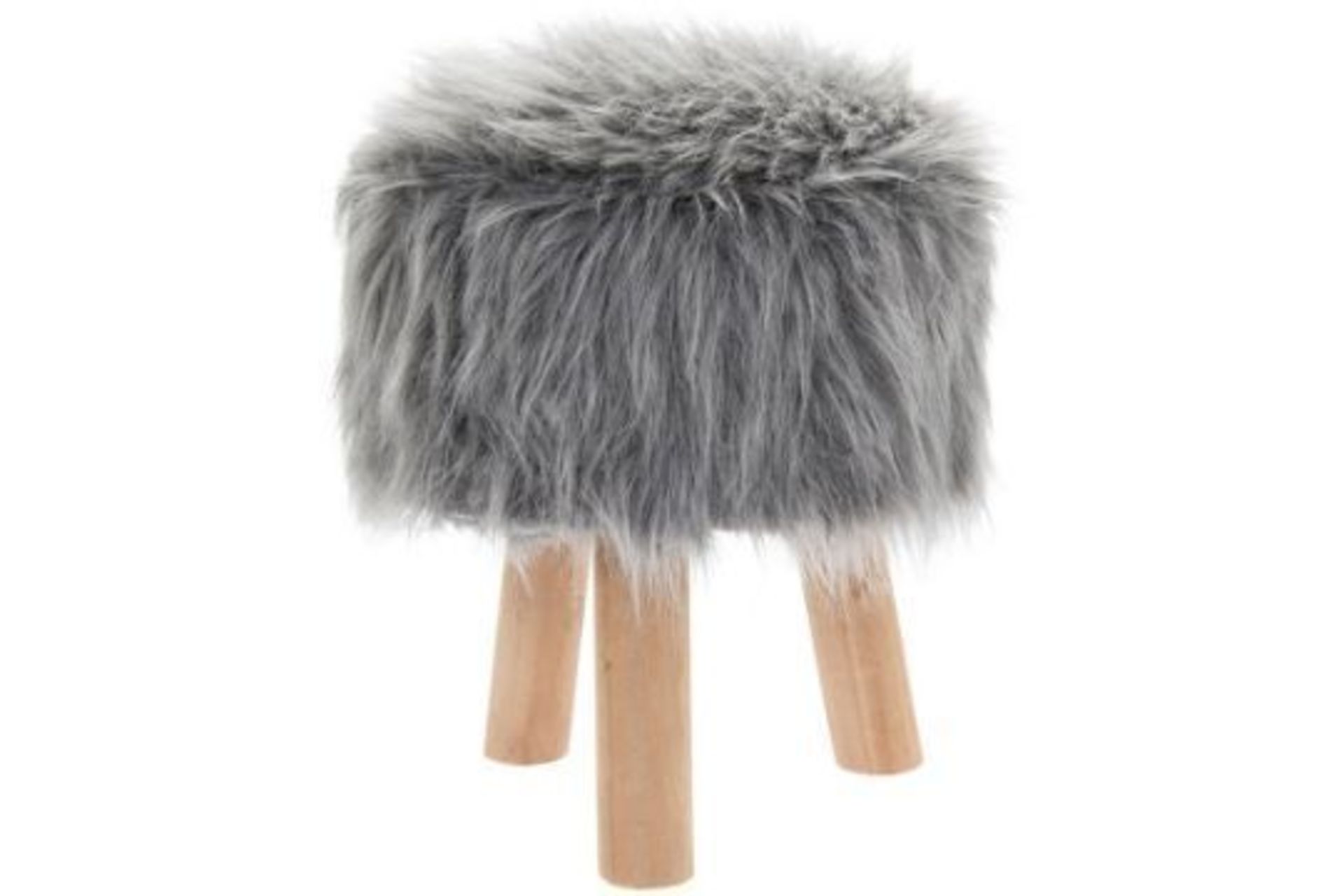 New Round Grey Furry Stool