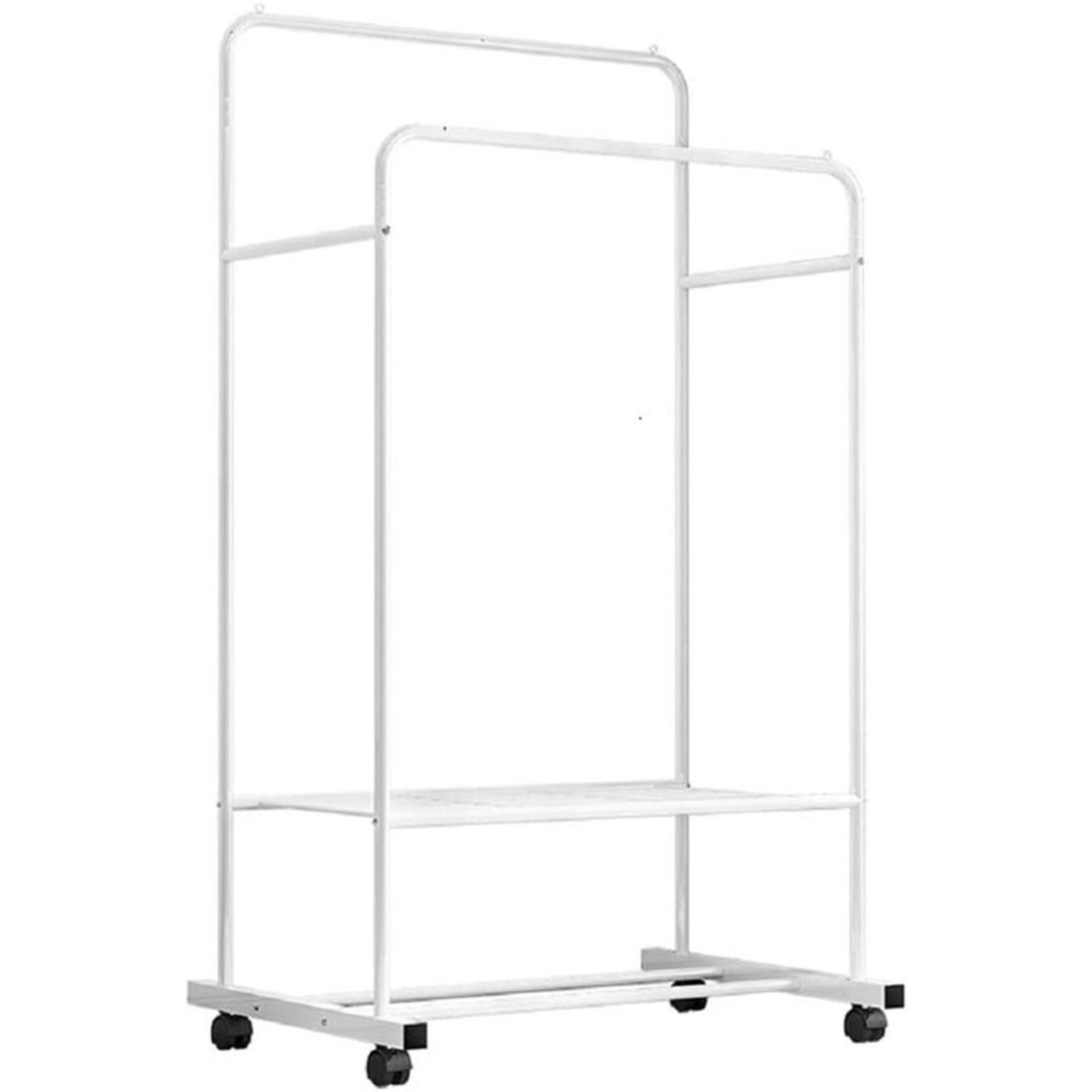 Rolling Clothes Garment Rack Double Rail On Wheels - RRP £54.99. - Image 3 of 4