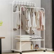 Rolling Clothes Garment Rack Double Rail On Wheels - RRP £54.99.