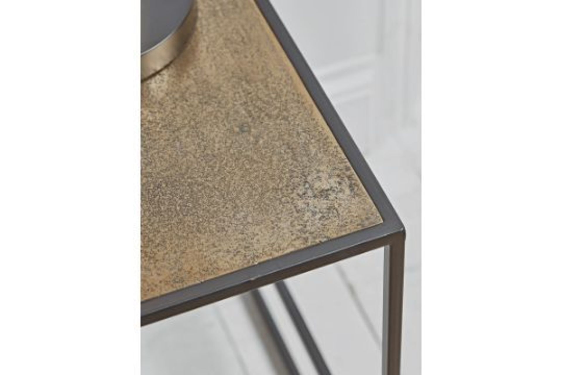 Cox & Cox Textured Topped Metal Bedside Table - RRP £275.00 (SMALL CHIP IN CORNER) COLLECTION ONLY - Image 3 of 4
