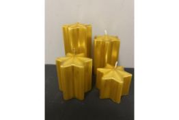 New Pack Of 4 Gold Star Candles (various sizes)