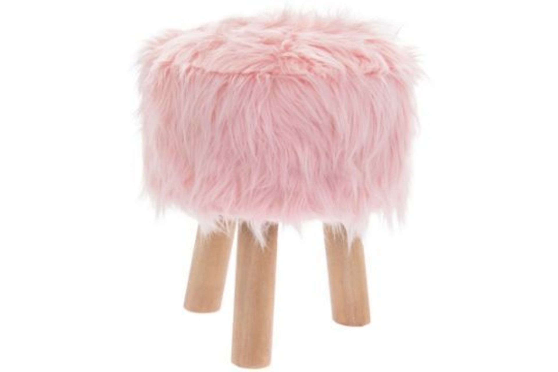 New Round Pink Furry Stool