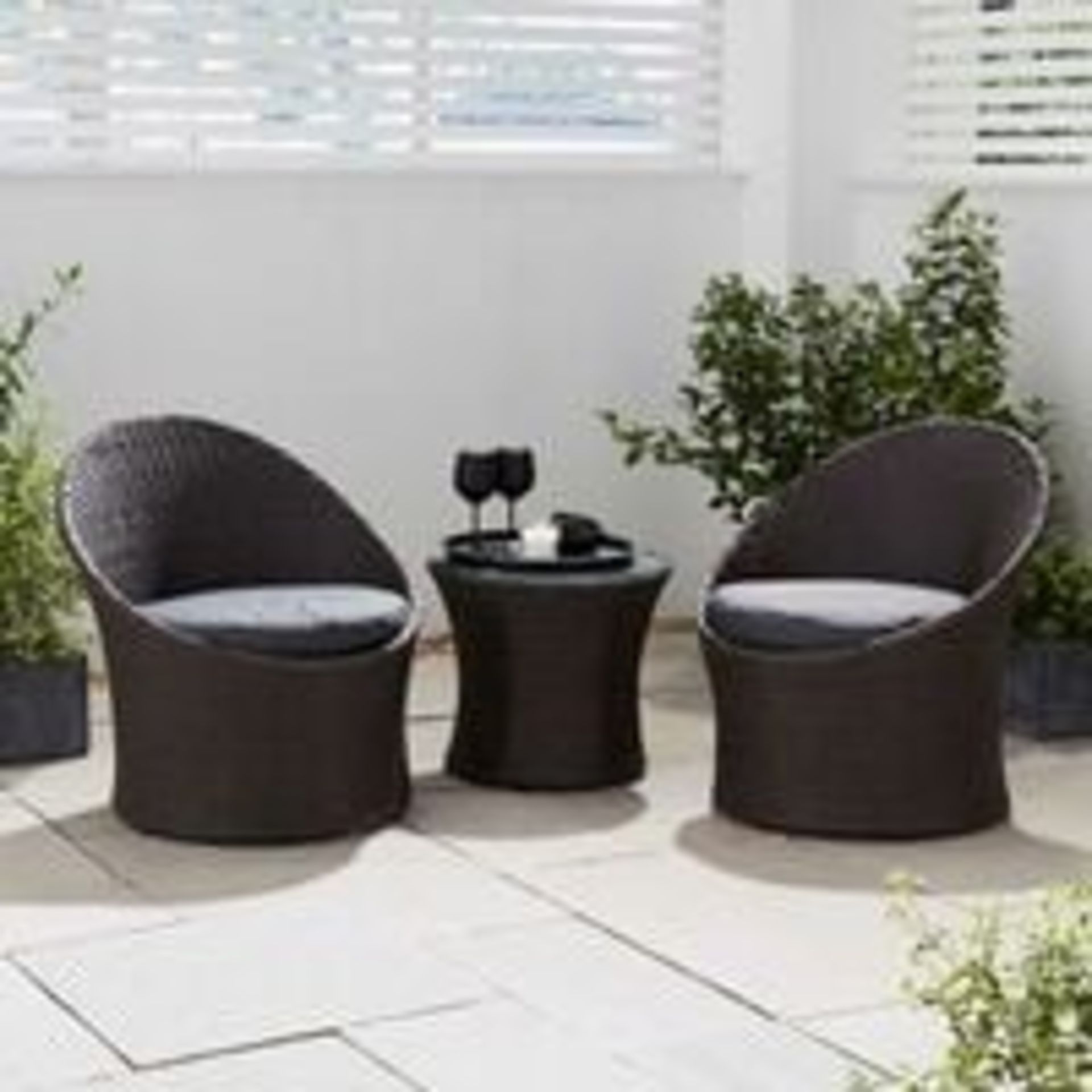 3 Piece Rattan Egg Vase Set Bistro Garden Furniture Set - RRP £328.99. COLLECTION ONLY