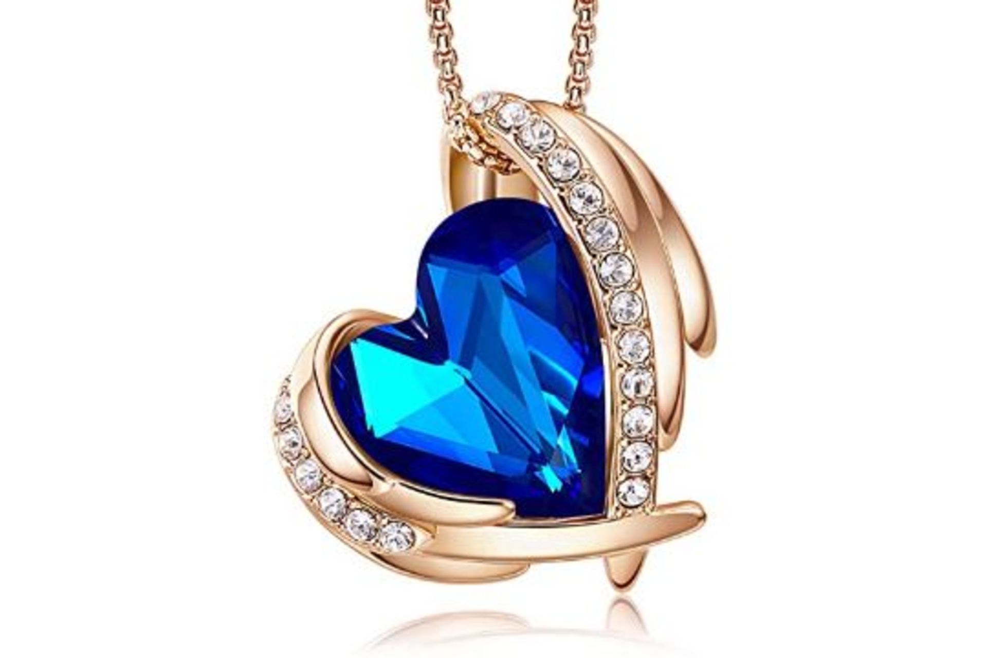 New Blue Love Heart Crystal Pendant Necklace - RRP £59.99. - Image 2 of 3